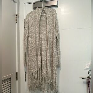 Abercrombie & Fitch Gray Fringe Cardigan Sweater